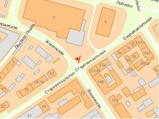 Схема рекламной плоскости по адресу Жилянская ул. / Старовокзальная ул., в центр Схема рекламной плоскости по адресу Жилянская ул. / Старовокзальная ул., в центр
