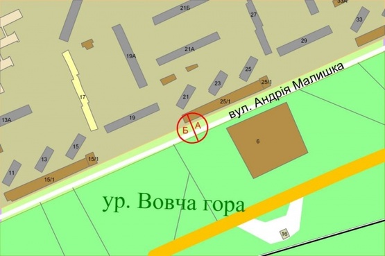 Схема рекламної площини за адресою Андрея Малышко ул., 25 Схема рекламної площини за адресою Андрея Малышко ул., 25
