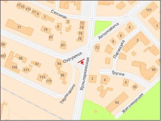 Схема рекламной плоскости по адресу Окружная ул. / Антоновича ул. / Кульпарковская ул., в центр Схема рекламной плоскости по адресу Окружная ул. / Антоновича ул. / Кульпарковская ул., в центр