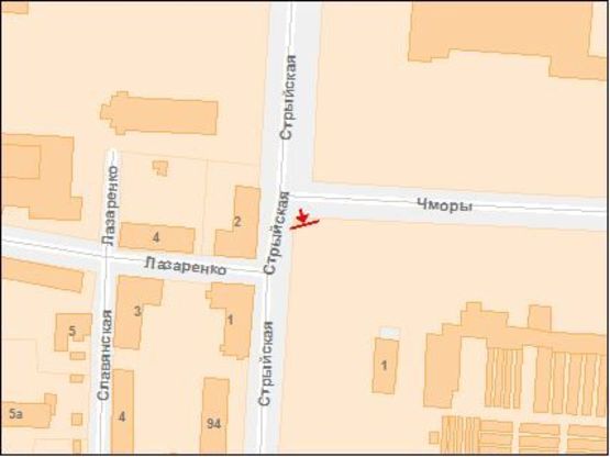 Схема рекламной плоскости по адресу Стрыйская ул / Чмолы ул, из центра