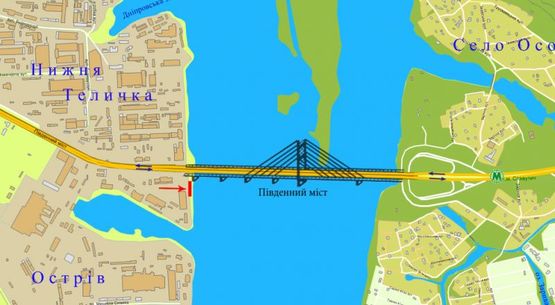 Схема рекламної площини за адресою Южный мост, выезд из города Схема рекламної площини за адресою Южный мост, выезд из города