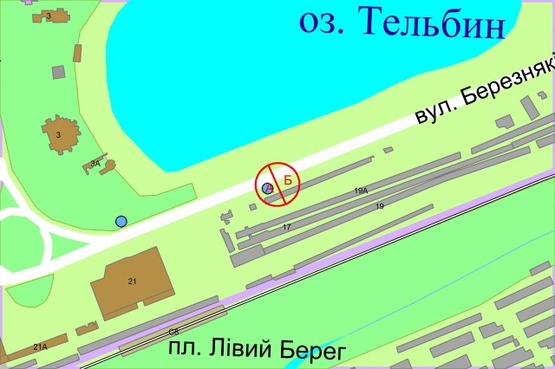 Схема рекламной плоскости по адресу Березняківська, 19А (озеро Тельбін)