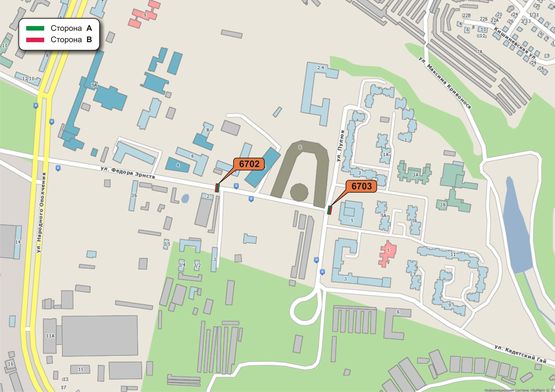 Схема рекламної площини за адресою Эрнста ул., 2 Схема рекламної площини за адресою Эрнста ул., 2