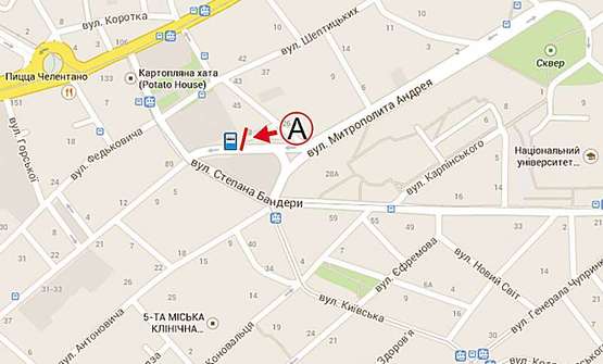 Схема рекламной плоскости по адресу митр. Андрія - вул. С. Бандери - вул. Героїв УПА