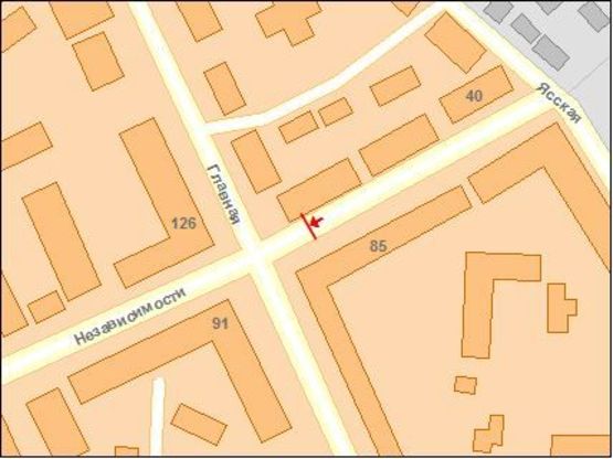 Схема рекламной плоскости по адресу Независимости пр / Головная ул, к ул Головной