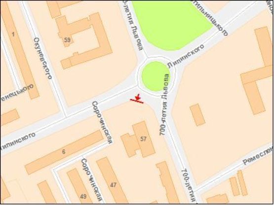 Схема рекламної площини за адресою Черновола В пр / Липинского ул, к центру/левый