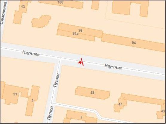 Схема рекламної площини за адресою Научная ул, 96, к ул Стрийской