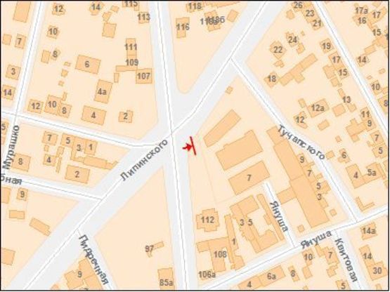 Схема рекламной плоскости по адресу Липинского ул / Замарстыновская ул, из центра Схема рекламной плоскости по адресу Липинского ул / Замарстыновская ул, из центра