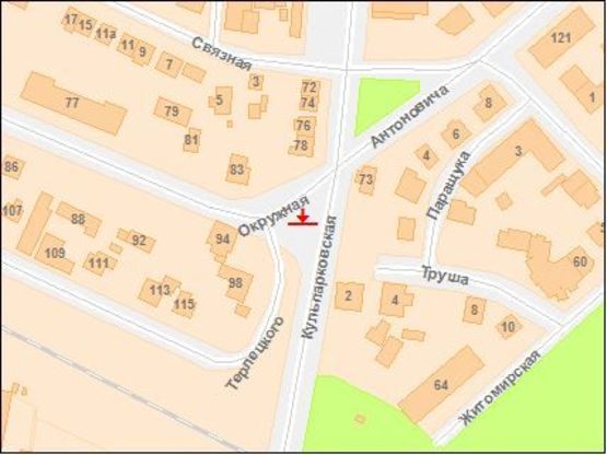 Схема рекламной плоскости по адресу Кульпарковская ул / Окружная ул / Антоновича ул, из центра