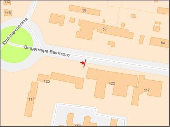 Схема рекламной плоскости по адресу Владимира Великого ул., 123, к Стрыйской ул.