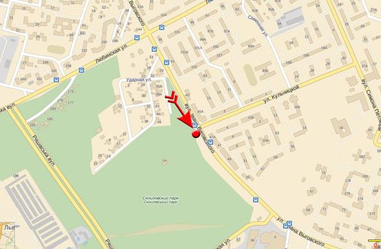 Схема рекламной плоскости по адресу Выговского ул / Кульчицкой О ул, к ул Кульпарковской