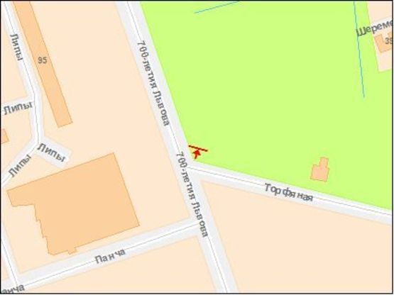 Схема рекламної площини за адресою Черновола В пр /  Торфяная ул, от центра Схема рекламної площини за адресою Черновола В пр /  Торфяная ул, от центра