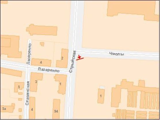 Схема рекламной плоскости по адресу Стрыйская ул / Чмолы ул, из центра