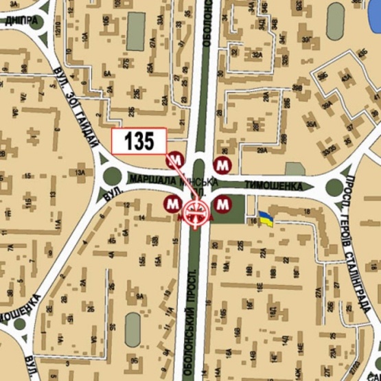 Схема рекламної площини за адресою Оболонский просп., 15, (ст. м.  Минская, ТРЦ "Дрим Таун")