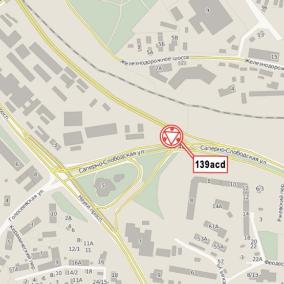 Схема рекламной плоскости по адресу Саперно-Слободская ул. (в сторону Московской пл., завод "Рошен"), призма