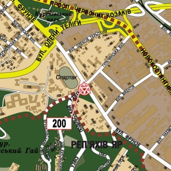 Схема рекламной плоскости по адресу Фрунзе ул., 118 - Подольский спуск (Библиотека им. О.Копиленка, Дельфинарий Кобзов) призма Схема рекламной плоскости по адресу Фрунзе ул., 118 - Подольский спуск (Библиотека им. О.Копиленка, Дельфинарий Кобзов) призма