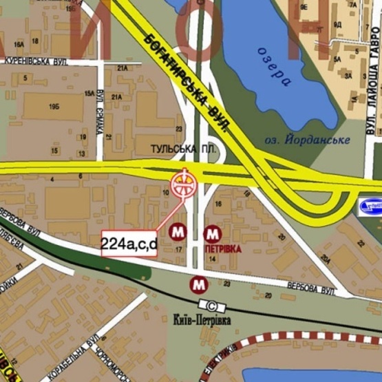 Схема рекламной плоскости по адресу Тульская пл., (ст. м.  Петровка, McDonald's, ТЦ "Городок", БЦ "Петровка-Центр", АЗС "ТНК", в направлении Оболонского просп.), призма