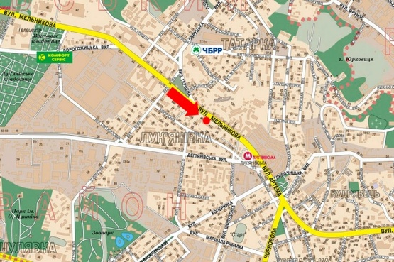 Схема рекламної площини за адресою Мельникова ул., 41 перед ст. метро Лукяновка, в центр