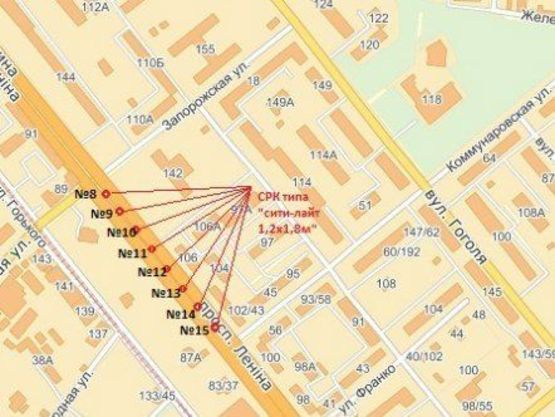 Схема рекламної площини за адресою вул. Запорізька — вул. Приходська