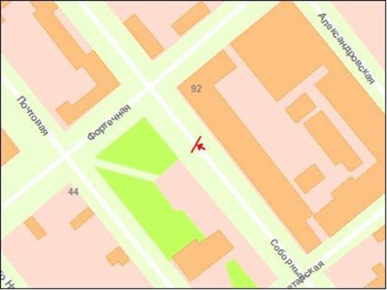 Схема рекламной плоскости по адресу вул. Фортечна — вул. Пролетарська