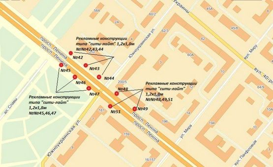 Схема рекламной плоскости по адресу пр. Соборний — навпроти готелю "Дніпро",№3