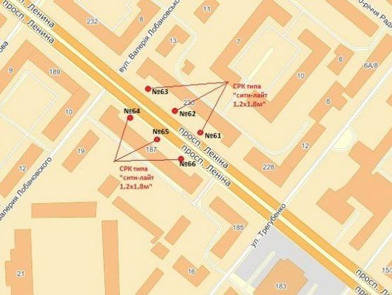 Схема рекламної площини за адресою пр. Соборний — вул. Трегубенка, №3 Схема рекламної площини за адресою пр. Соборний — вул. Трегубенка, №3