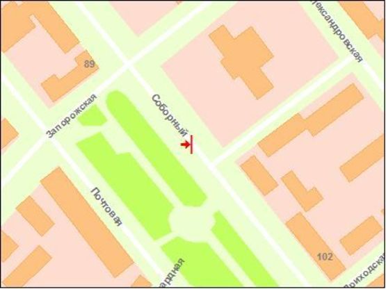 Схема рекламной плоскости по адресу вул. Запорізька — вул. Приходська