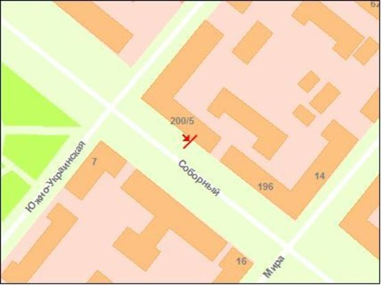 Схема рекламної площини за адресою пр. Соборний — вул. Південноукраїнська, №4