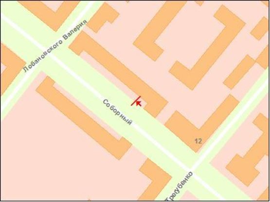 Схема рекламной плоскости по адресу пр. Соборний — вул. Добролюбова, №1