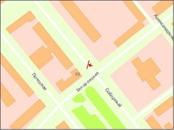 Схема рекламной плоскости по адресу вул. Українська — вул. Запорізька