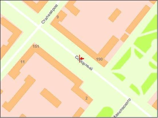 Схема рекламної площини за адресою вул. Сталеварів — вул. Маяковського