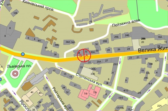 Схема рекламной плоскости по адресу Велика Житомирська, 30а Схема рекламной плоскости по адресу Велика Житомирська, 30а