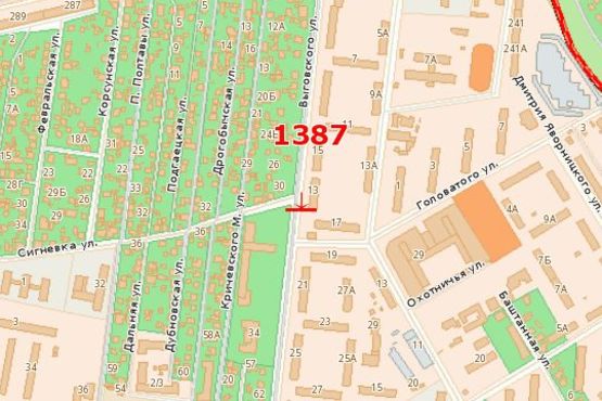 Схема рекламной плоскости по адресу Виговського вул. (Івана Виговського вул.), 15