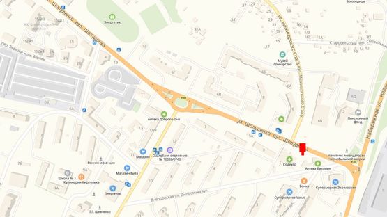 Схема рекламной плоскости по адресу Ул. Шолуденко, 70 м. до поворота на ул. Днепровскую