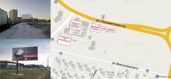 Схема рекламной плоскости по адресу Незалежності, вул., 12а-Б Схема рекламной плоскости по адресу Незалежності, вул., 12а-Б