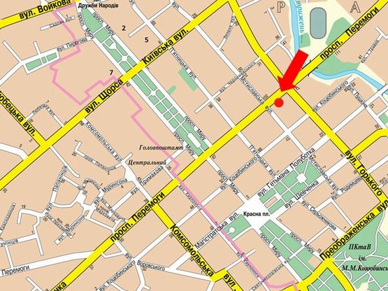 Схема рекламної площини за адресою проспект Победы, 103, маг Масяня (сторона Б)