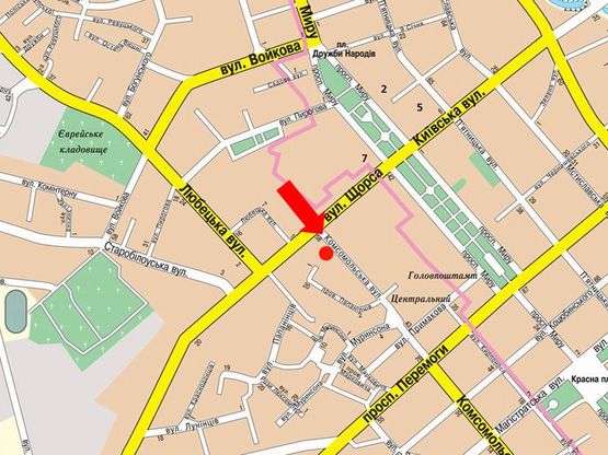 Схема рекламної площини за адресою ул Комсомольская 55 маг Джинсы (сторона А)