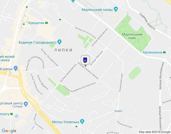 Схема рекламной плоскости по адресу Орлика Пилипа Вул./Липська Вул. (ресторан "Горчіца")