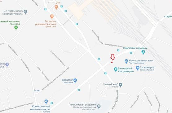 Схема рекламной плоскости по адресу Василия Липковского 1А(Ультрамарин)№3 в направлении Соломенской площади