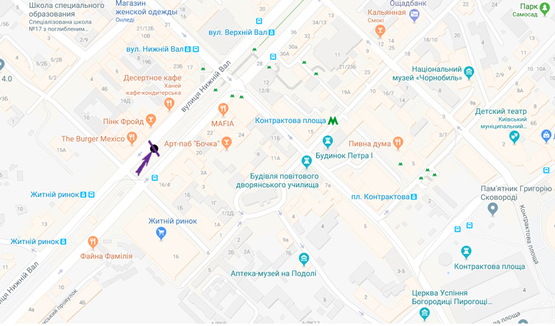 Схема рекламної площини за адресою Нижній Вал, 19/21