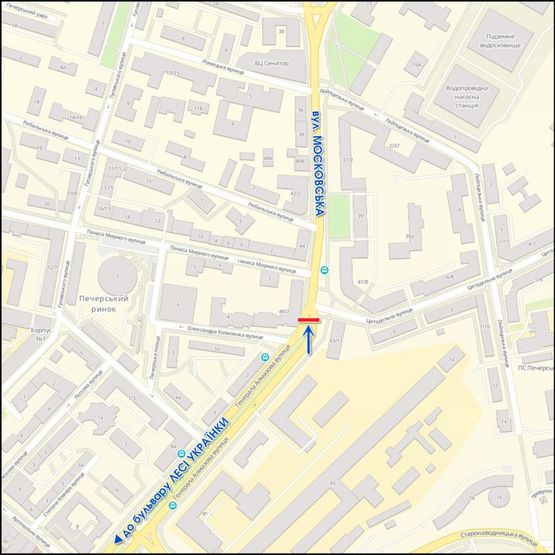 Схема рекламной плоскости по адресу Кутузова, к Суворова и Кловскому сп., разделитель