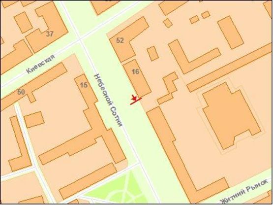 Схема рекламной плоскости по адресу Zt cl008 вул.Московська,16 м-н "Сатурн"№4 Б