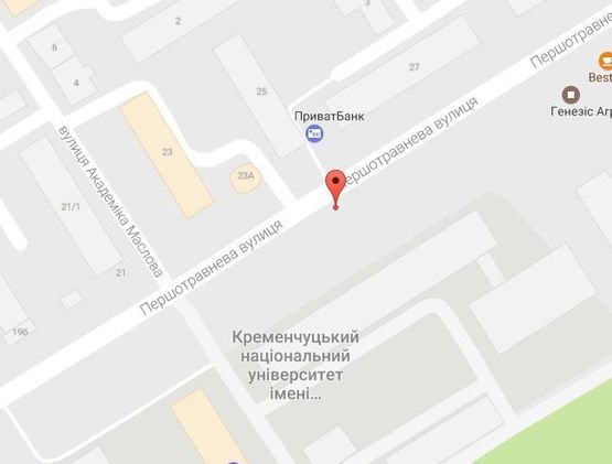 Схема рекламної площини за адресою ул. Первомайская, 20, возле Кременчугского национального университета имени Михаила Остроградского Схема рекламної площини за адресою ул. Первомайская, 20, возле Кременчугского национального университета имени Михаила Остроградского