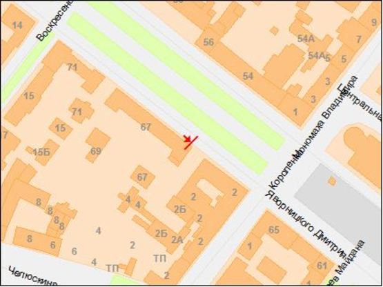 Схема рекламної площини за адресою пр.Д.Яворницького, 67д Схема рекламної площини за адресою пр.Д.Яворницького, 67д