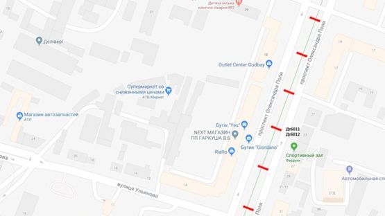 Схема рекламної площини за адресою пр.О.Поля, 12/пр. Кирова, 12