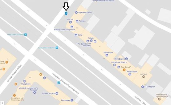 Схема рекламной плоскости по адресу пр. Д. Яворницького (К.Маркса), 70/ пр. К.Маркса, 70 Схема рекламной плоскости по адресу пр. Д. Яворницького (К.Маркса), 70/ пр. К.Маркса, 70