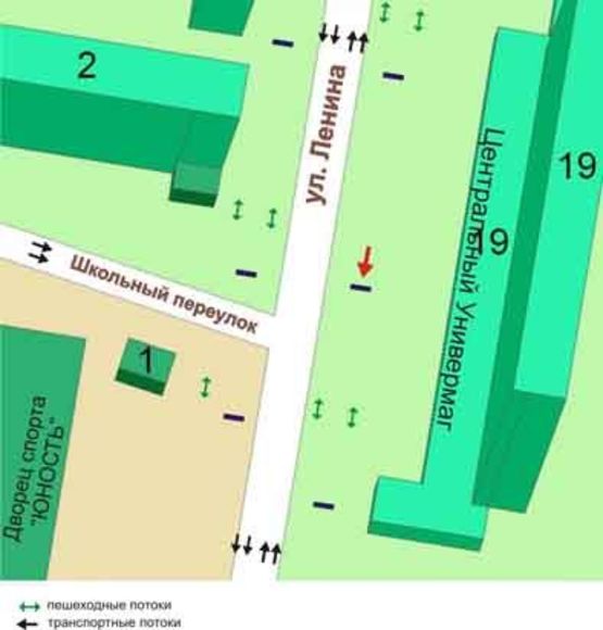 Схема рекламной плоскости по адресу пр.Мира, 19, вход в ЦУМ, №020-В