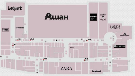 Схема рекламной плоскости по адресу ТРЦ Ривьера 2