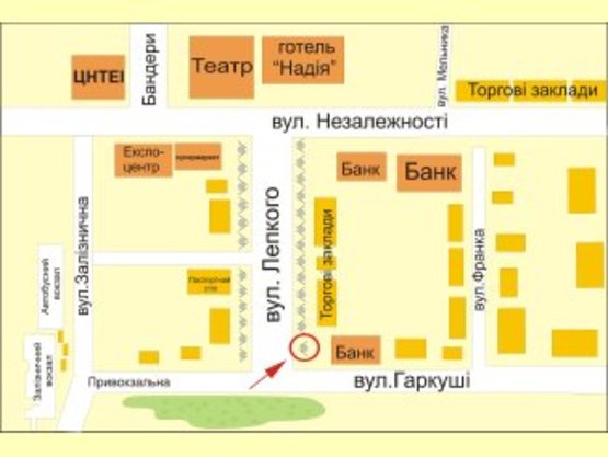 Схема рекламной плоскости по адресу вул. Лепкого (навпроти вічного вогню) №1 ст А