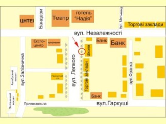 Схема рекламної площини за адресою вул. Лепкого (школа №14) №12 ст Б